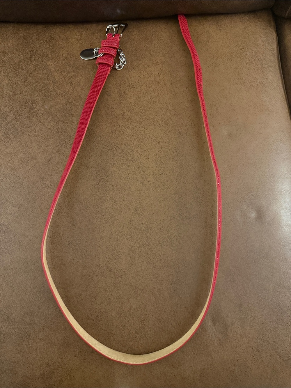 Red Women's Leather Chain Accent Necklace - Unbranded